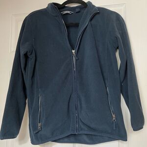 Lands' End Kids Navy Fleece Zip up Jacket Uniform Size 10-12